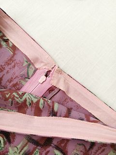 Saia lápis lilás e verde estampada vintage - M na internet