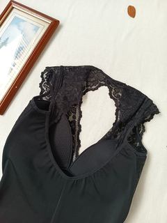 Collant preto com renda Demillus - G
