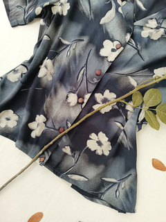 Camisa vintage azul floral - G