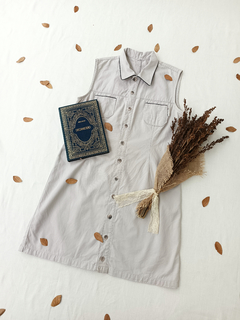 Vestido vintage de botões cinza claro - G - Themargare