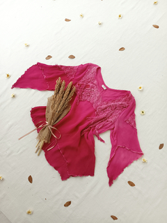 Blusa pink boho rustica - G - comprar online