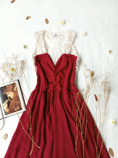Vestido longo festa vinho marsala com tule franzido - M na internet