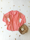 Blusa salmão de renda e gola laço - M/G
