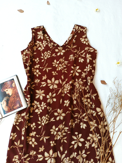 Imagem do Vestido midi bordô floral tubinho - G