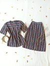 Conjunto Camisa + Saia midi marinho floral vintage - P/M