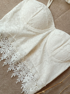 Cropped de renda romantic aesthetics pérola - M na internet