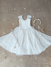 Vestido vintage branco Super midi de renda e voil princesa - PP