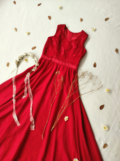 Vestido longo vermelho godê Lady in red - P