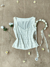 Blusa de delicada romântica com renda branca off white - P