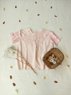 Camisa rosa vintage bordada com botões nas costas - M/G