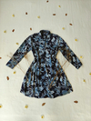 Vestido chemise azul floral de botões - M