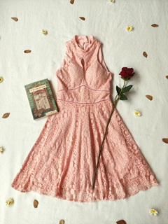 Vestido de renda rosê romântico lucy in the sky- PP/P - comprar online