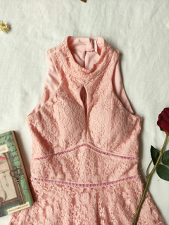 Vestido de renda rosê romântico lucy in the sky- PP/P - comprar online