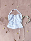 Blusinha corset de cetim branca bordada aesthetics PP/P