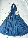 Vestido longo festa azul petroleo frente unica - P/PP