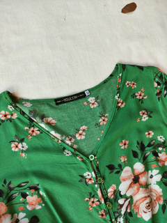 Blusa cropped verde floral de amarrar Youcom - M