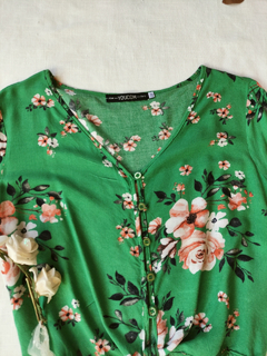 Blusa cropped verde floral de amarrar Youcom - M na internet