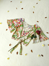 Blusa estampada verde/bege mangas flares de amarrar - M