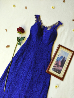 Imagem do Vestido longo azul royal de renda - P