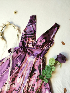 Vestido festa super midi roxo godê - M