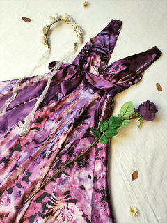 Vestido festa super midi roxo godê - M - Themargare