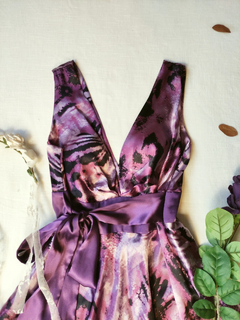 Vestido festa super midi roxo godê - M - comprar online