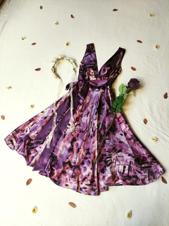 Vestido festa super midi roxo godê - M - comprar online