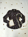 Camisa preta e floral de voil - M/G