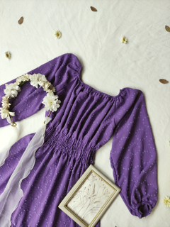 Vestido midi roxo mangas bufantes - Tam U - Themargare