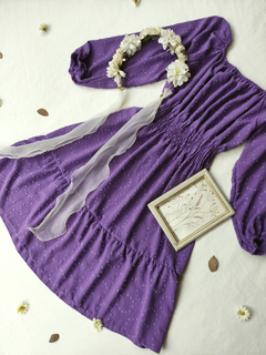 Vestido midi roxo mangas bufantes - Tam U - Themargare