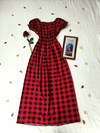 Vestido longo vermelho/preto xadrez - Tam U