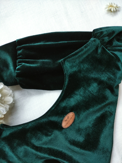 Vestido midi de veludo Cordeive Camélia Verde - loja online