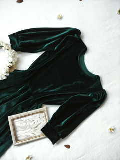 Vestido midi de veludo Cordeive Camélia Verde - comprar online