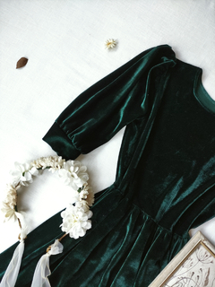 Vestido midi de veludo Cordeive Camélia Verde na internet