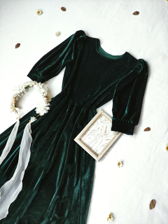 Imagem do Vestido midi de veludo Cordeive Camélia Verde