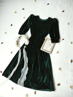 Vestido midi de veludo Cordeive Camélia Verde - Themargare