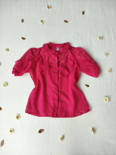 Camisa pink de babados rococó - M