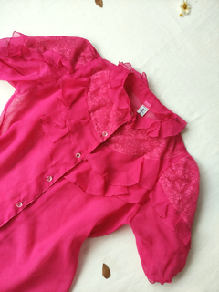 Camisa pink de babados rococó - M - loja online