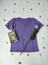 Blusa tricot roxa bordada a mão - M/G