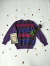 Suéter de tricot vintage roxa floral - P/PP