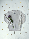 Suéter de tricot creme bordado a mão - G
