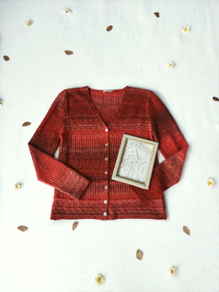 Cardigã tricot cor telha de botões - M