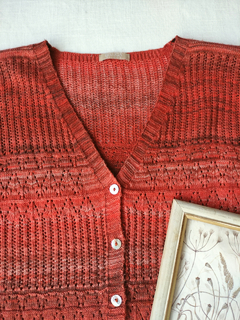 Cardigã tricot cor telha de botões - M na internet