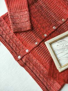 Cardigã tricot cor telha de botões - M - loja online