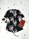 Camisa preta floral Clock House - GG