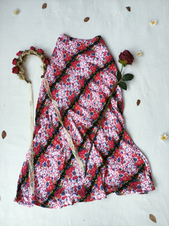 Saia longa floral vermelha/preta - P