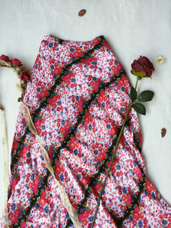 Saia longa floral vermelha/preta - P - loja online