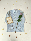 Camisa vintage azul bordada - M