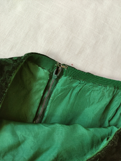 Saia midi vintage verde de veludo - M na internet