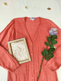 Cardigã tricot laranja/salmão de botões - P - loja online